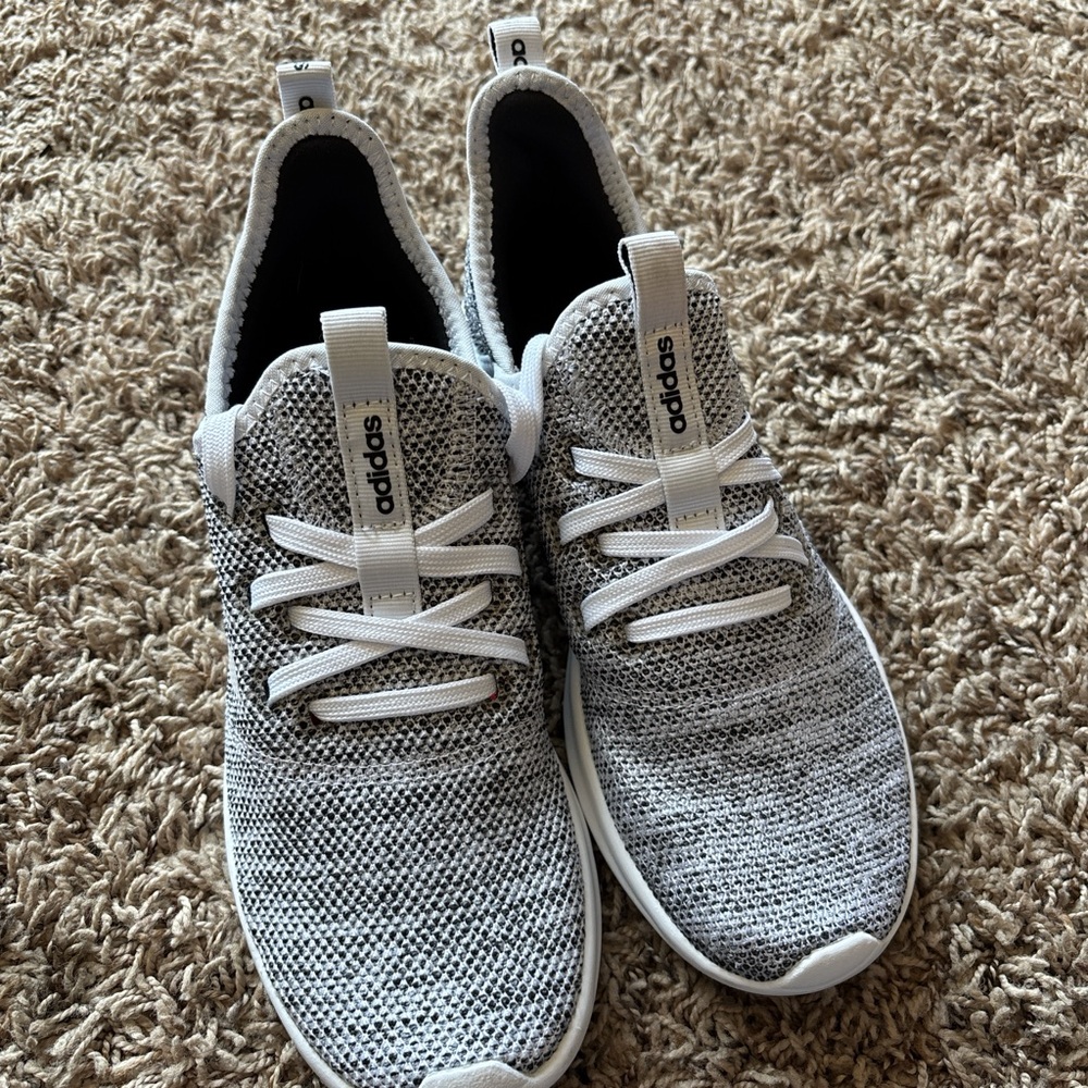 Adidas Gray and White Sneakers with Knit Upper